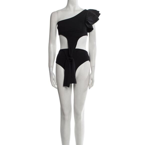 Maygel Coronel Black One-Shoulder Cutout Style Bikini Set NWT Size 10 - Picture 2 of 15